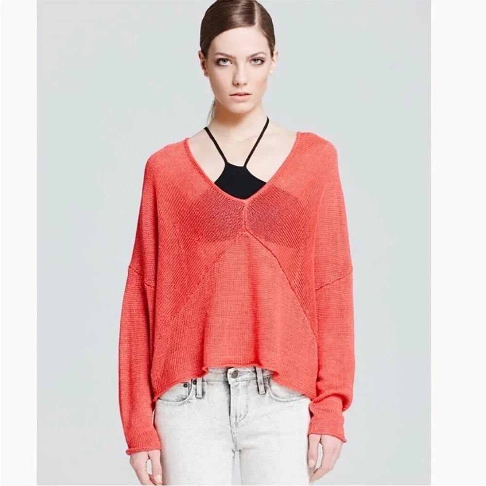 Helmut Lang Tucked Linen Asymmetrical Pullover